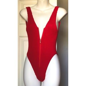NWT! ✨ Bond Eye Baywatch Red Moto Swimsuit